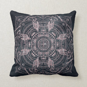 Coussin Elégant Rose Gold Mandala Gray Nebula Design