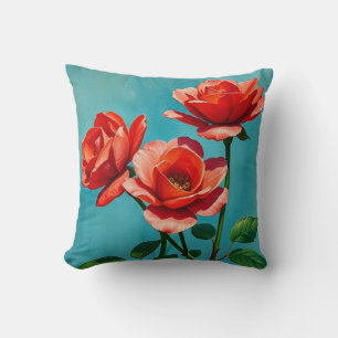 Coussin Élégant Rose orange floral