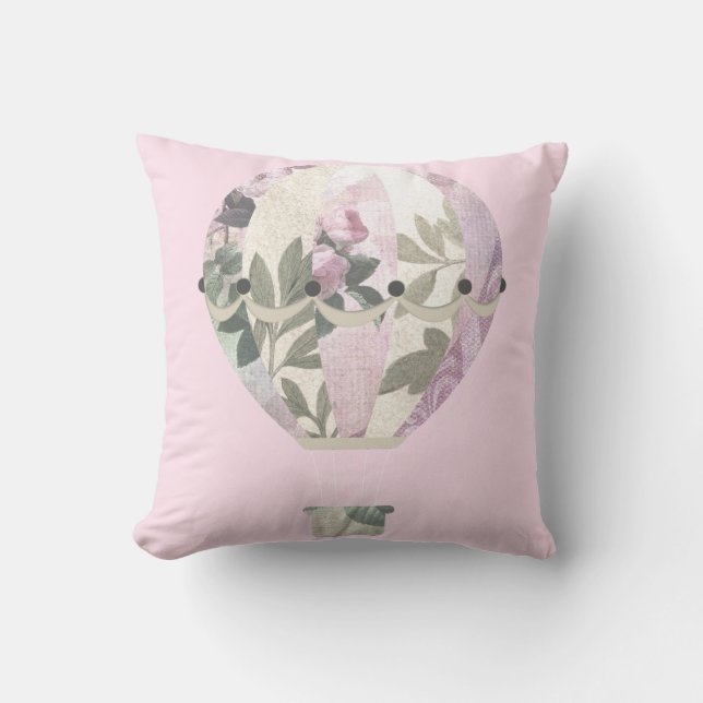 COUSSIN ÉLÉGANT ROSE PINK HOT AIR BALLOON CUSHION (Recto)