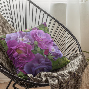 Coussin Élégant Rose pourpre fleurit Floral