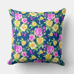 Coussin Élégant rose rose rose rose jaune rose
