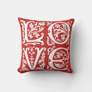 Coussin Élégant Rouge Blanc Aimer Mot Art Valentine