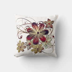 Coussin Elégant Rouge Gold Ornamental Gems Design