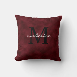 Coussin Élégant rouge velours noir Monogramme Jeu d'orei