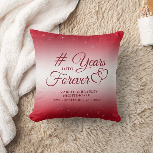 Coussin Elégant Ruby Anniversaire Coeurs années dans jamai (Couverture)