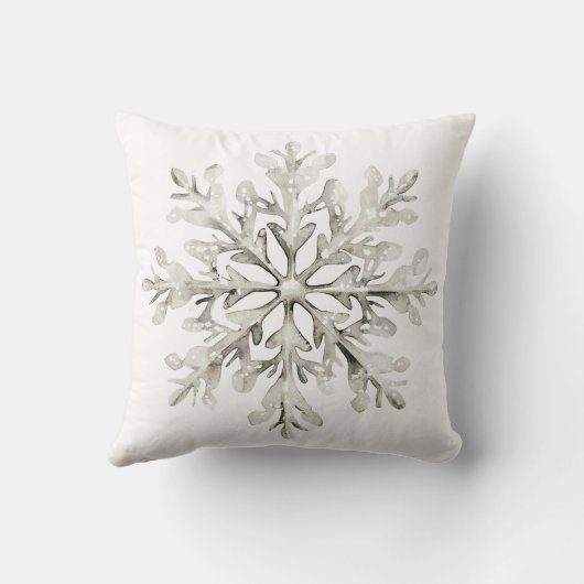 Coussin Elégant rustique Aquarelle Snowflake hiver (Verso)