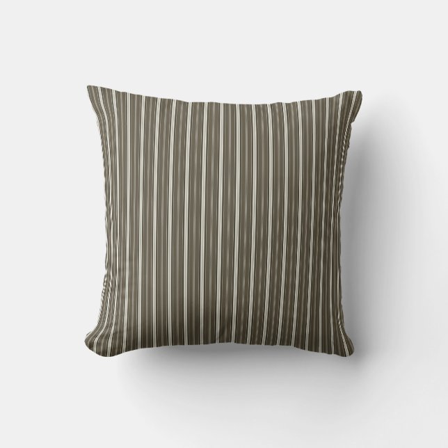 Coussin Élégant Rustique Brown Français Ticking Stripe (Recto)