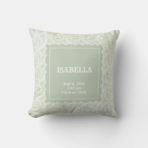Coussin Elégant Sage Green Faux Lace Genre Neutre