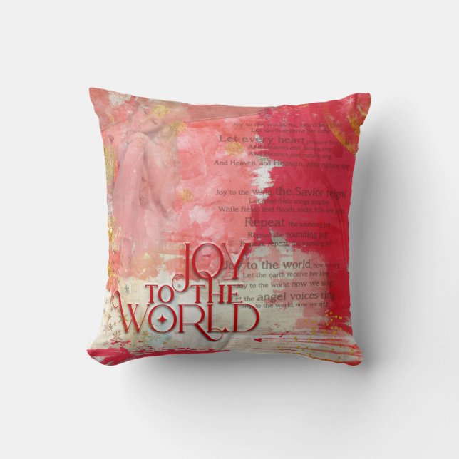 Coussin Élégant script Joy To The World Christmas Carol (Recto)