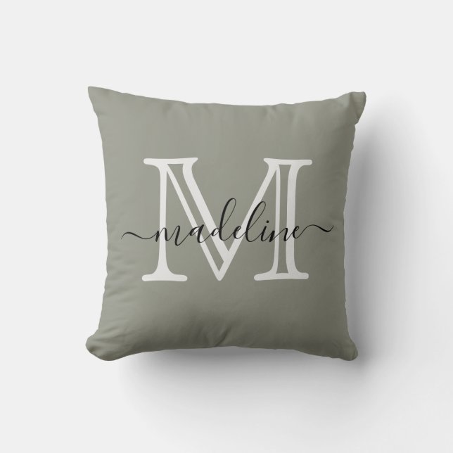 Coussin Élégant Script moderne Monogramme de brouillard À  (Recto)