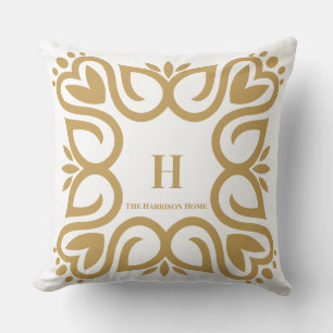 Coussin Élégant Script Monogramme en Or Poussiéreux