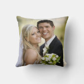 Coussin Élégant Script Mr. & Mme Mariage Date Keepsaké (Verso)
