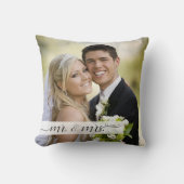 Coussin Élégant Script Mr. & Mme Mariage Date Keepsaké (Recto)