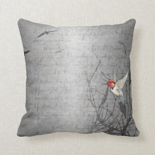 Coussin Élégant Silver Grey Hummingbird Art Print