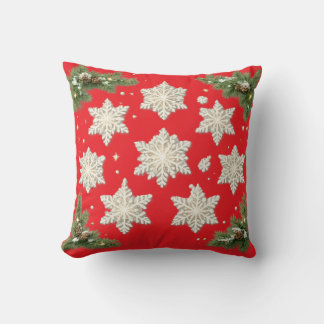 Coussin Elegant Snowflakes and Pine Christmas