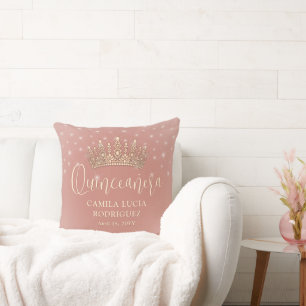 Coussin Élégant Sparkles Quinceañera Rose Gold Keepsaké