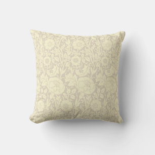 Coussin Élégant subtil motif floral crème beige