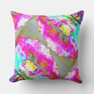 Coussin Elégant tableau turquoise rose abstrait