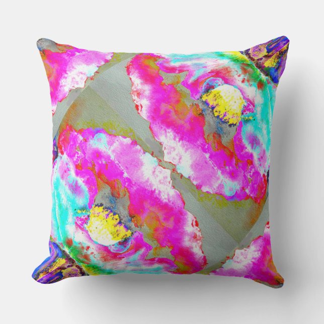 Coussin Elégant tableau turquoise rose abstrait (Recto)
