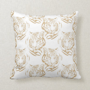 Coussin Elégant tigre de Parties scintillant d'or Imprime
