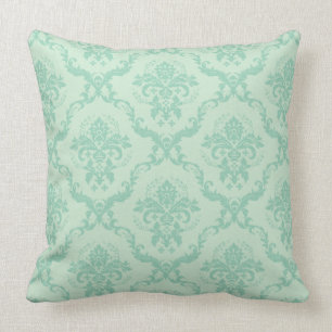Coussin Elégant Tons Vert Mint Fleur Damas