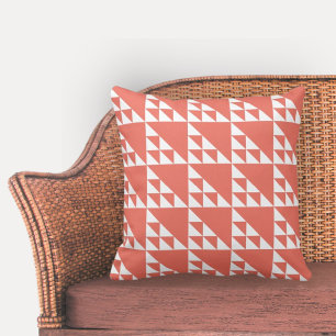 Coussin Elégant triangle géométrique rose et blanc