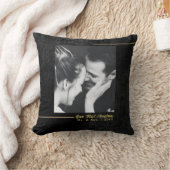 Coussin Elégant Velours Noir Or Premier Noël Marié (Couverture)