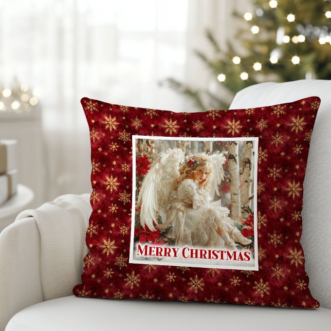 Coussin Elegant Victorian Angel Red Gold Decorative Xmas (Elegant Victorian Angel Red Gold Decorative Christmas Pillow

)