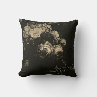 Coussin Elegant Vintage Dark Brown Moody Dutch Art Floral