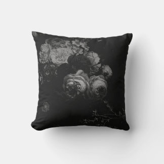 Coussin Elegant Vintage Dark Gray Moody Dutch Art Floral