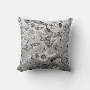 Coussin Élégant Vintage moderne élégant Silver Grey Floral
