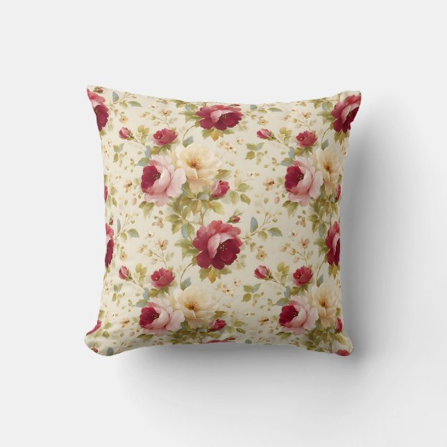 Coussin Élégant Vintage stylé romantique floral chic (Recto)
