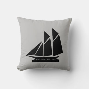 Coussin Elégant yacht noir sur gris clair