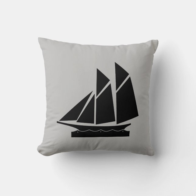 Coussin Elégant yacht noir sur gris clair (Recto)