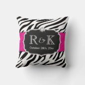 Coussin Élégant Zebra Imprimer Mariage rose-chaud Date ini (Verso)