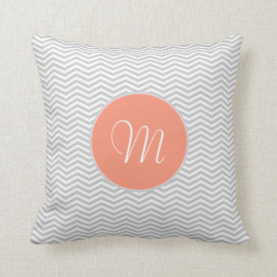 Coussin Élégant zigzag de chevrón et monograma