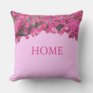 Coussin Élégante Accueil Fleurs tropicales sur rose