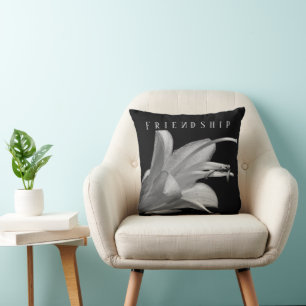 Coussin Elégante amitié florale moderne noir blanc
