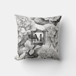 Coussin Elégante aquarelle blanche grise noire