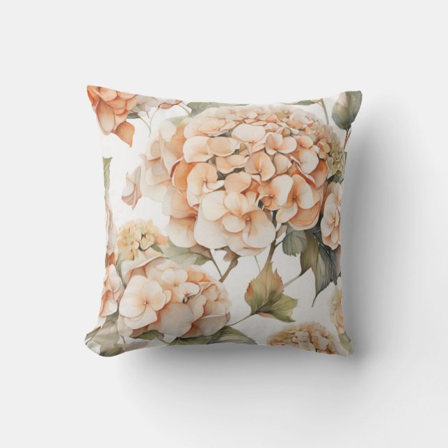 Coussin Elégante aquarelle blanche vert orange boho (Recto)