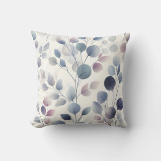 Coussin Elégante aquarelle feuille douce Pastel Botanique 