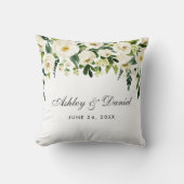 Coussin Elégante aquarelle Floral Vert Mariage blanc (Recto)