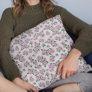 Coussin Élégante aquarelle florale de cerisier rose