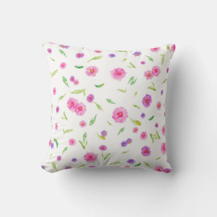Coussin Elégante aquarelle florale - Peinture à la main