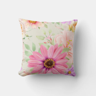 Coussin Elégante aquarelle motif décorative fleurie