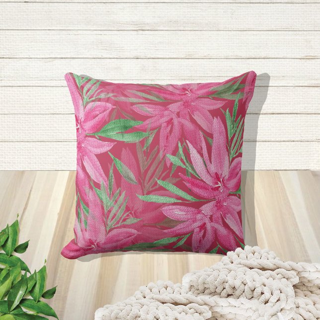 Coussin Elégante aquarelle romantique Art Floral (Créateur téléchargé)