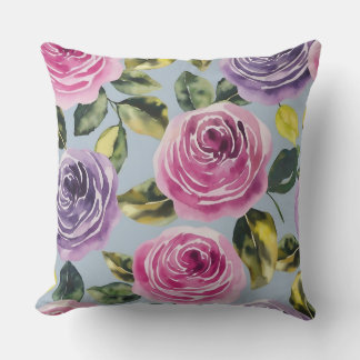 Coussin Elégante aquarelle Rose design floral