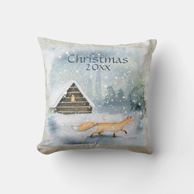 Coussin Elégante aquarelle Typographie de Noël Keepsaké (Recto)
