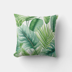 Coussin Elégante aquarelle verte Feuille tropicale Motif