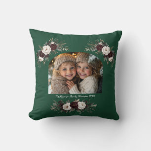 Coussin Élégante Arche Florale de Noël pour Photo de Fête